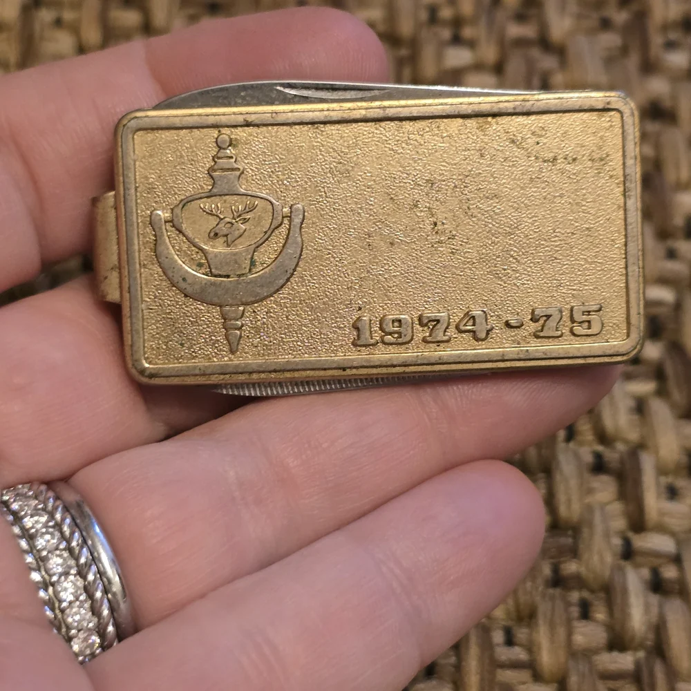 Vintage Moose Lodge Gold Money Clip with Nail File & Accessory